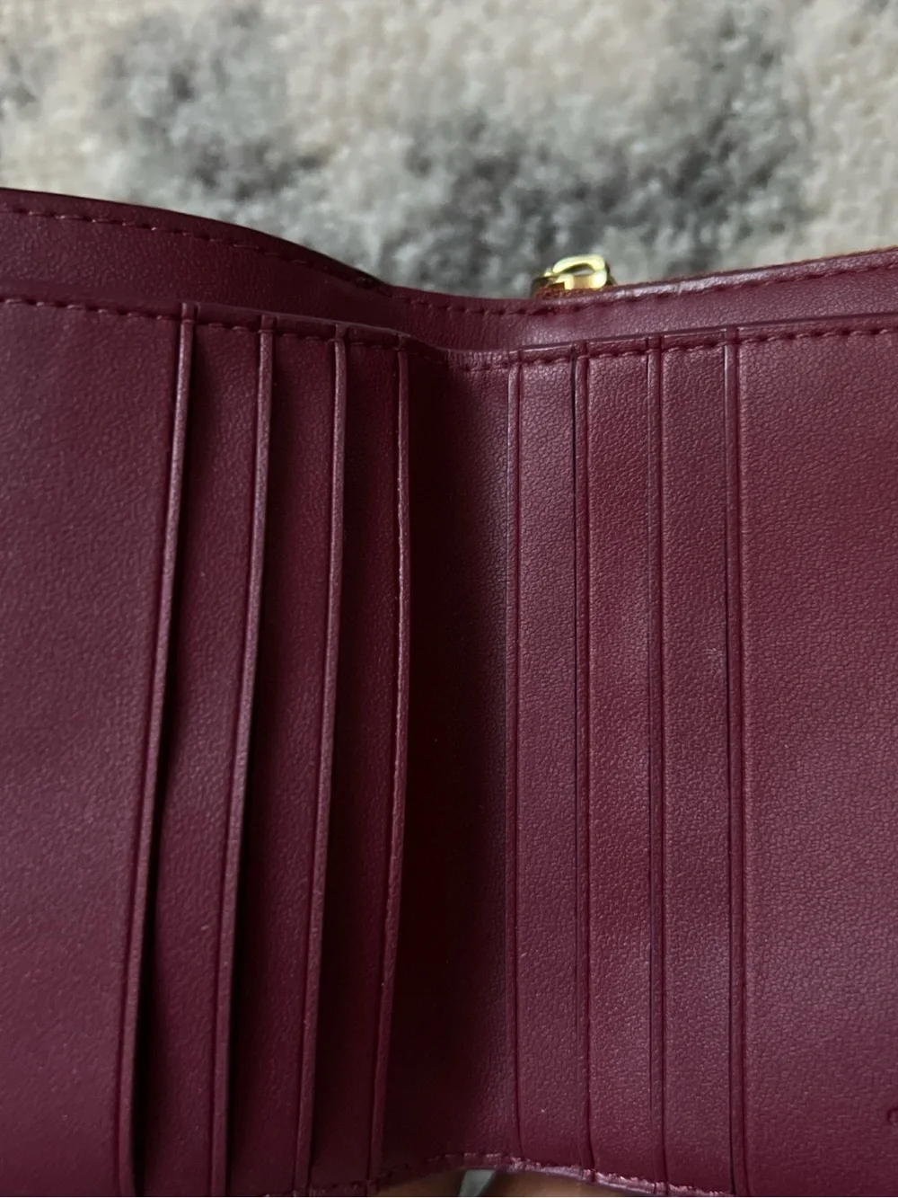 Coach Brown Signature wallet with Red Script and White Bear Patch